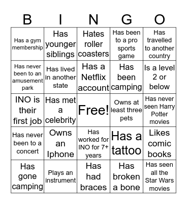 WHO'S WHO?! Bingo Card