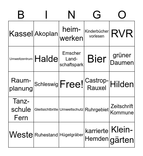 Ulrichs Ruhestand-Bingo Card