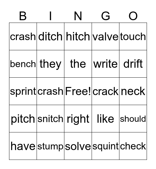 Fundations Level 3 Unit 1 Bingo Card