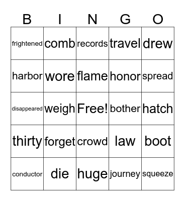 1st Grade Bingo Card