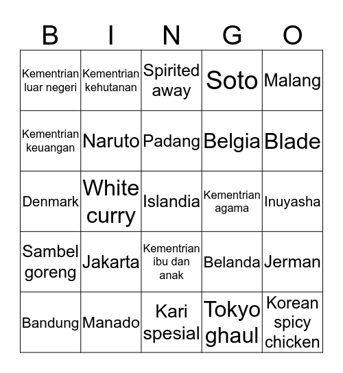 A L I C I A Bingo Card