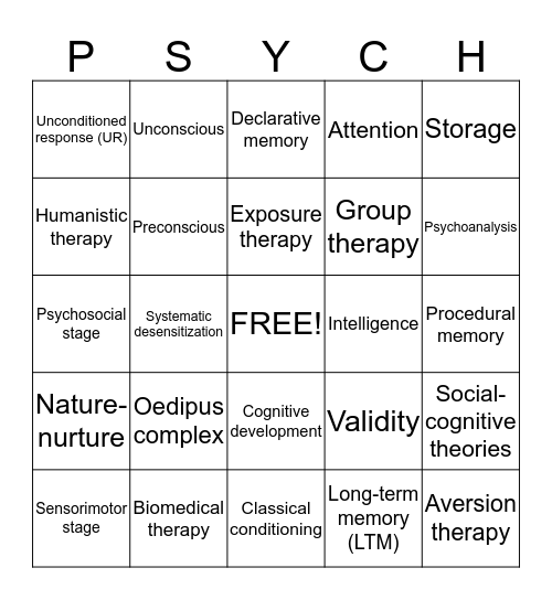 Ready...Set...PSYCH!!!! Bingo Card