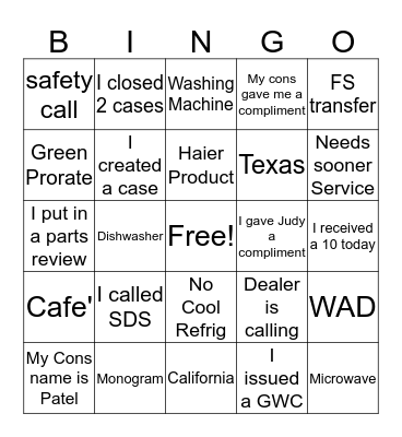 CR BINGO  Bingo Card