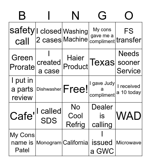 CR BINGO  Bingo Card