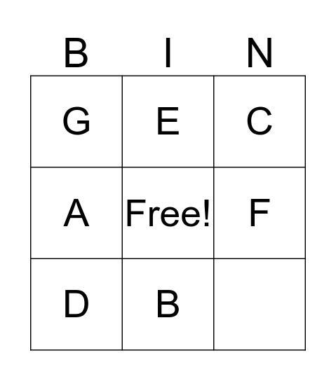 Alphabet Bingo Card