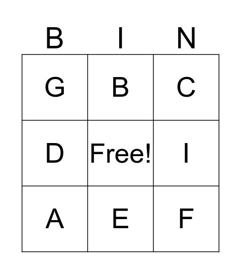 Alphabet Bingo Card