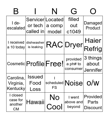CR BINGO  Bingo Card