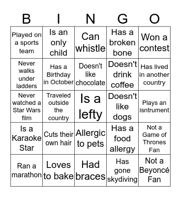 BJI Bingo Card
