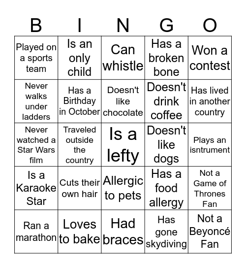 BJI Bingo Card