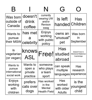 BSW Bingo  Bingo Card