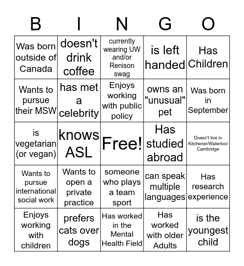 BSW Bingo  Bingo Card