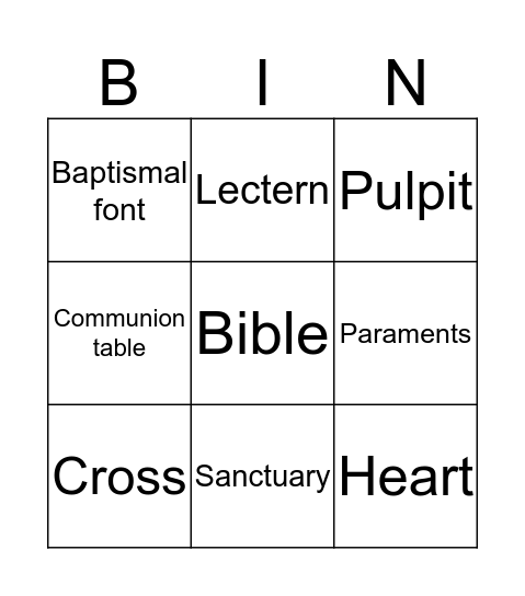 Presbyterian Bingo Card