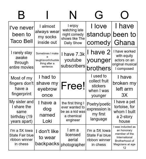 WA Bingo Card