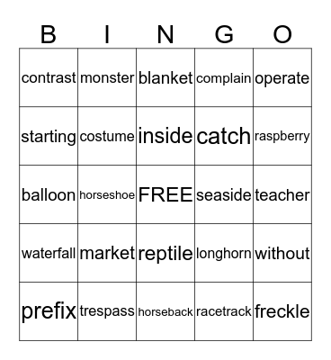 Chunky Monkey Bingo Card