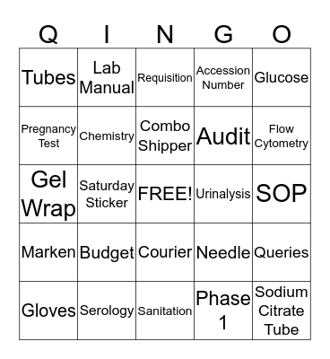 QINGO - Lab Week - Name _________________________ Bingo Card