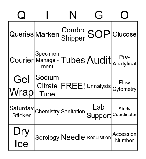 QINGO - Lab Week - Name _________________________ Bingo Card