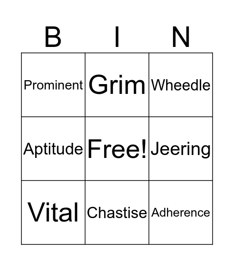 The Giver Bingo Card