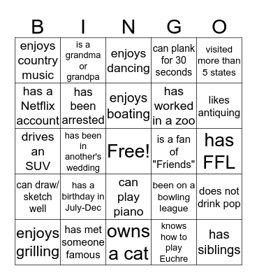 TELL US ABOUT YOU Bingo Card