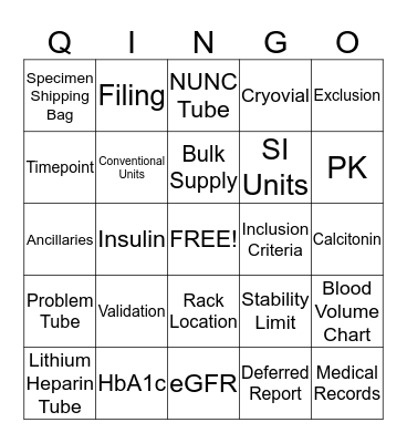QINGO - Lab Week - Name _________________________ Bingo Card