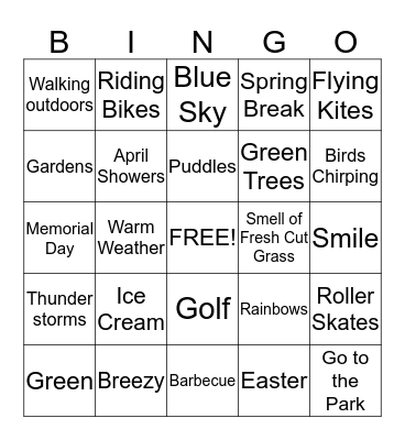 Spring Time Bingo Card