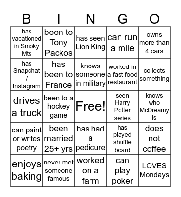 TELL US ABOUT YOU Bingo Card
