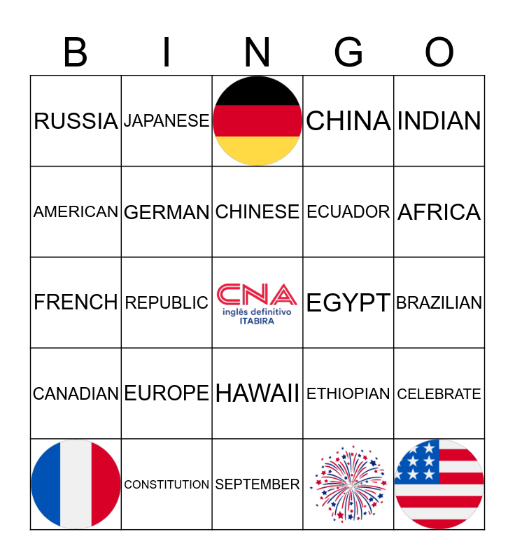 Independence Day Bingo Card