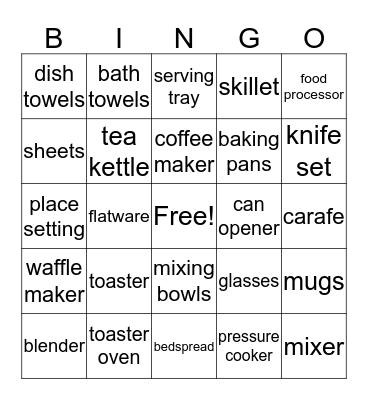 Macie's Bridal Shower Bingo Card