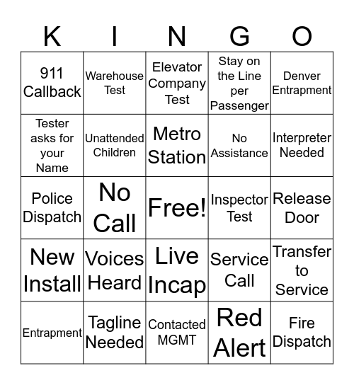 Kings III EDC Bingo Card