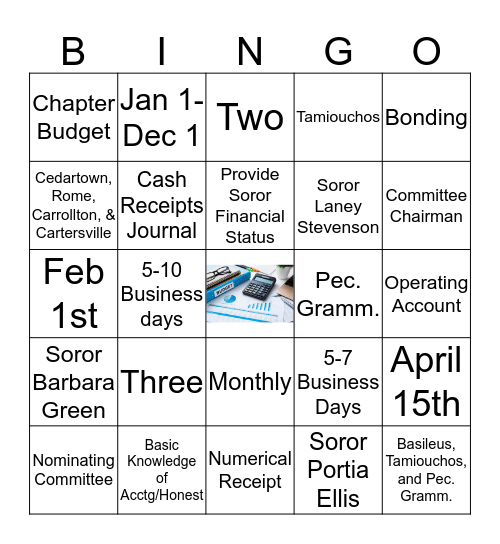 Finance Committee Bingo Lingo Bingo Card