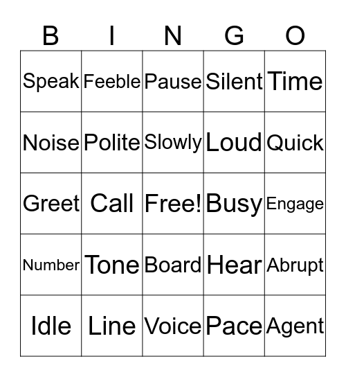 CALL HANDLING Bingo Card