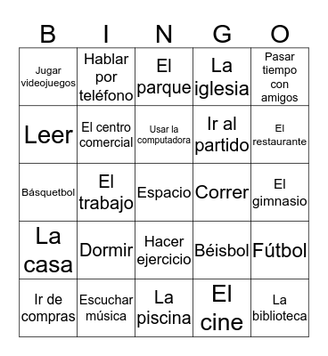 Unidad 1 Vocabulario  Bingo Card