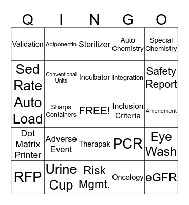 QINGO - Lab Week - Name _________________________ Bingo Card