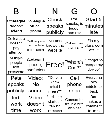 PD Bingo Card