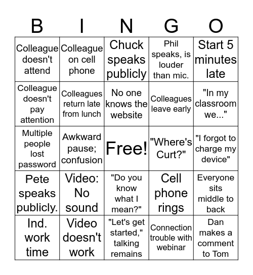 PD Bingo Card