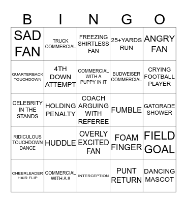 SEPTEMBER 16, 2019 1ST HALF WINGO Bingo Card