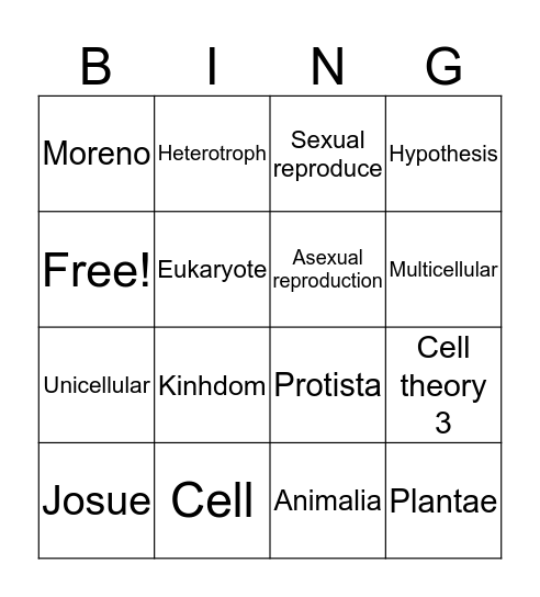 Josue Bingo Card