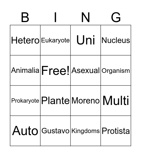 Gustavo Bingo Card