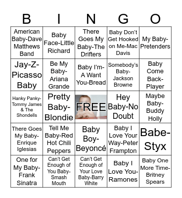 Baby Music Bingo Card