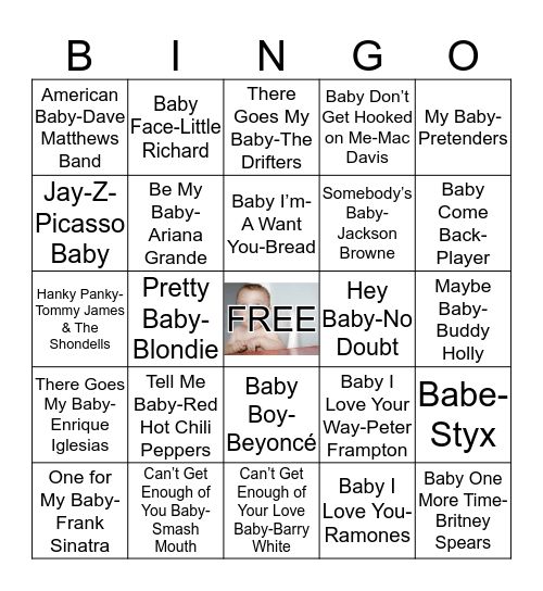 Baby Music Bingo Card