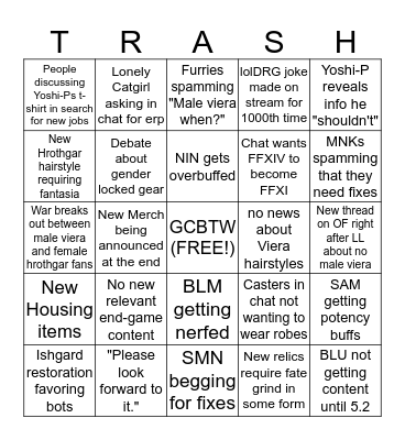 Final Fantasy Twitch LL 5.1 Bingo Card