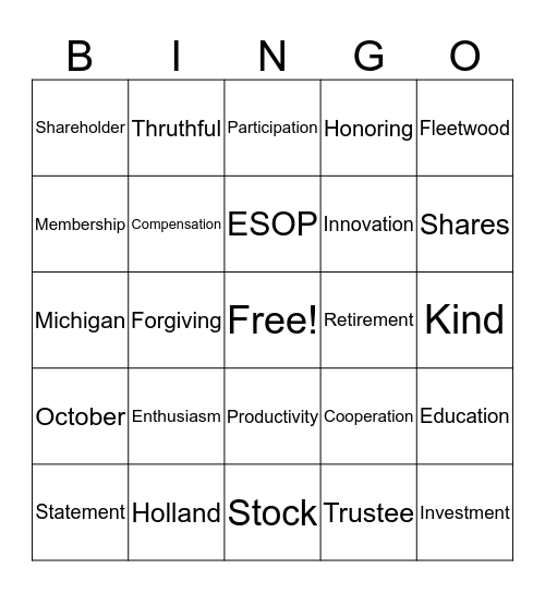 EOM Bingo Card