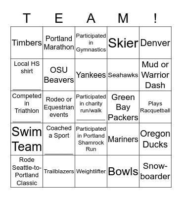 Spring Training! Bingo Card