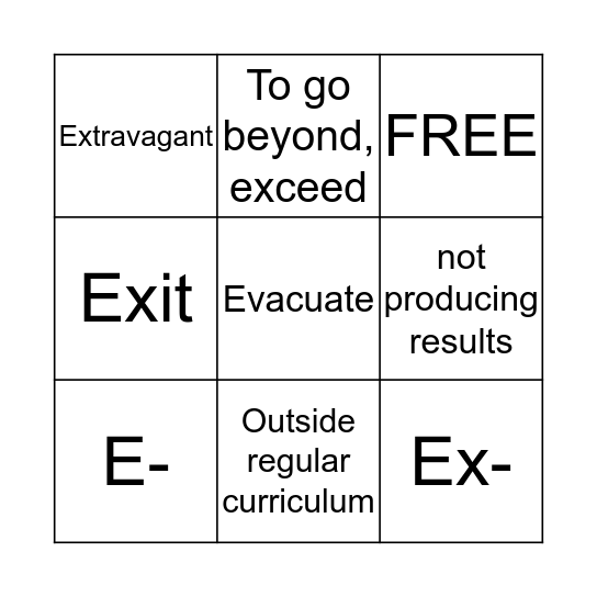 Week 2 Vocabulary Review Bingo Card