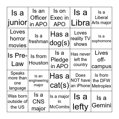 Get to Know You Bingo! Bingo Card