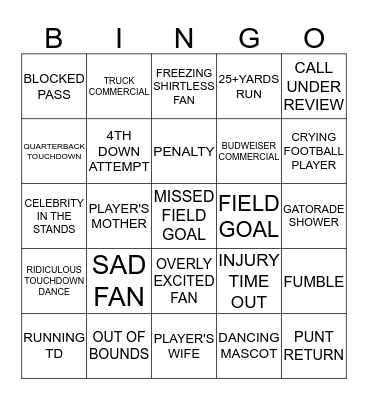 SEPTEMBER 16, 2019 2ND HALF WINGO Bingo Card