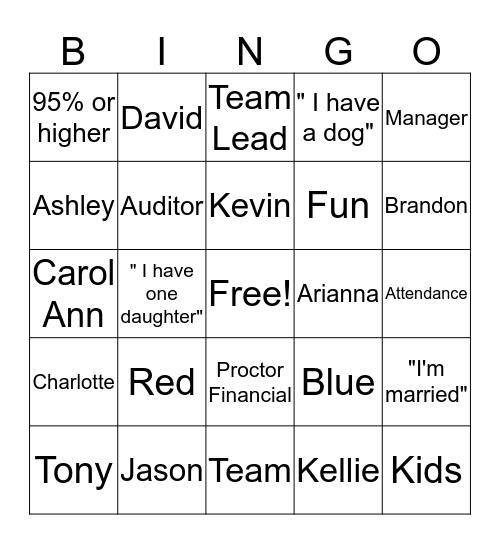 Meeting Our Management Team Bingo Card