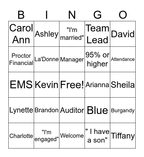 Meeting Our Management Team Bingo Card