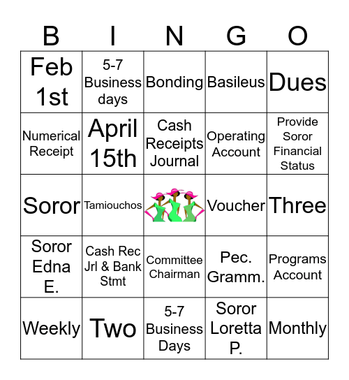 Finance Committe Bingo Lingo Bingo Card
