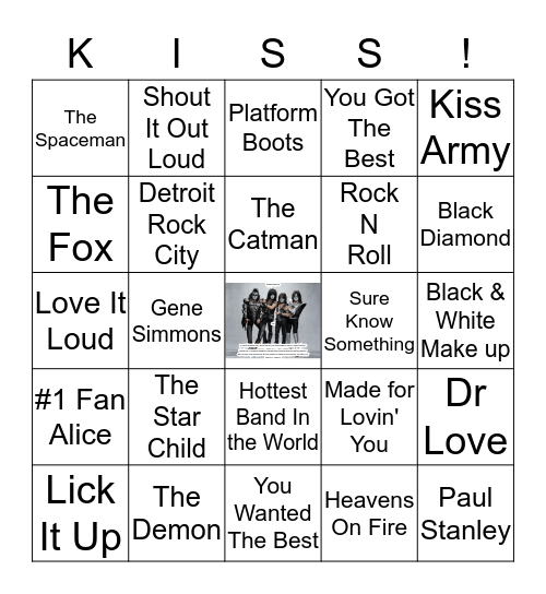 KISS Bingo Card