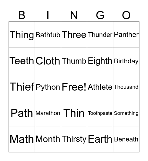 SUMMER'S "TH" BINGO Card
